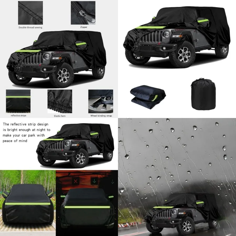 

Waterproof Car Cover for J-eep Wrangler 4 Door, All Weather Rain Cover for Automobiles, Outdoor Full Exterior Covers Fit forJK