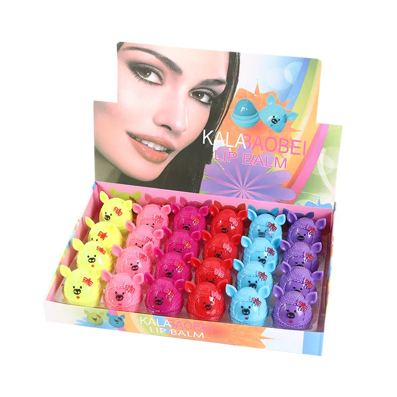 

24Pcs 6Colors Cute Cartoon Animal Theme Lip Blam Clear Hydrating Repair Moisturizing Lip Balm Lip Jelly Girls Lips Care