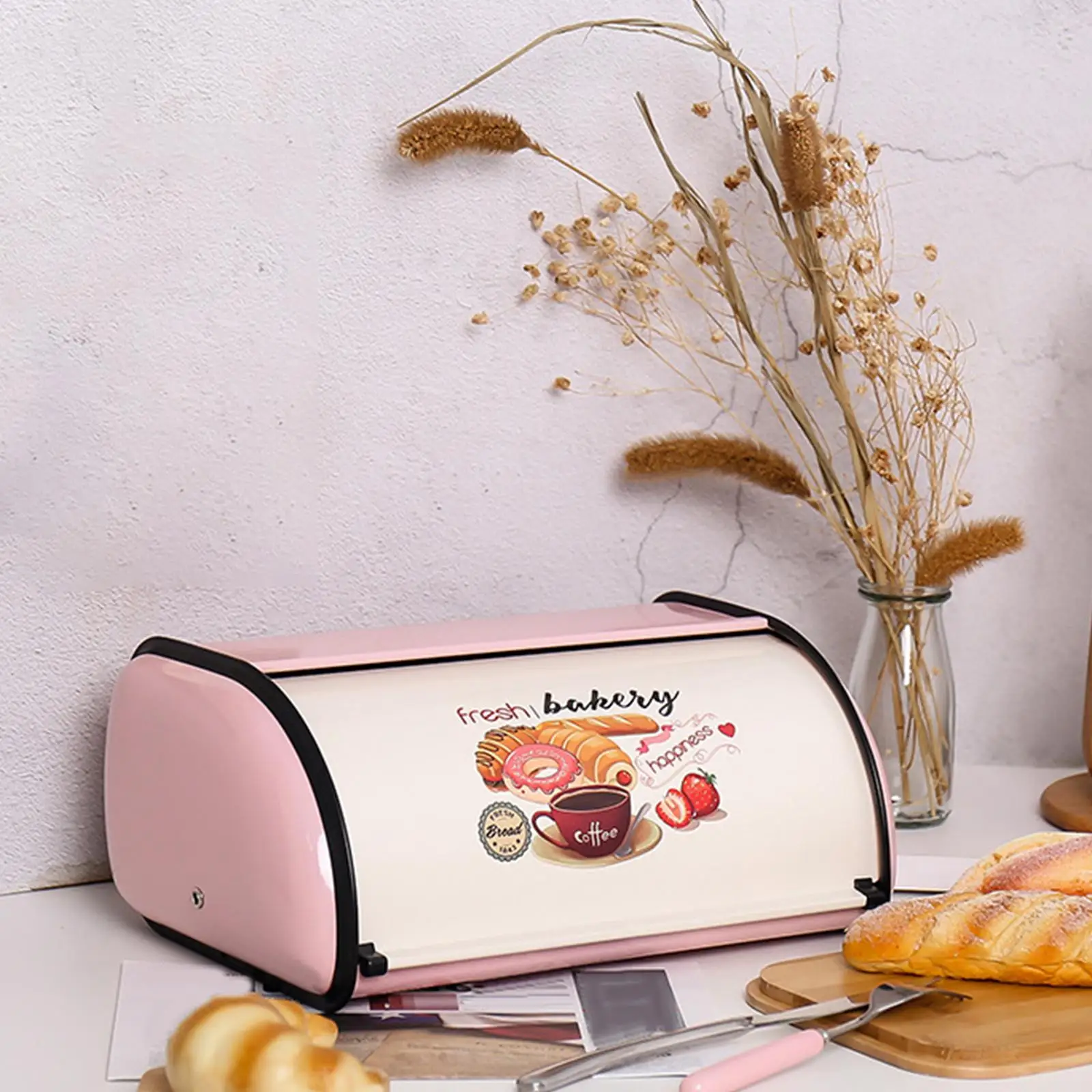 

Bread Box, with Lid Farmhouse Style Gifts Bin for Decor Bagels