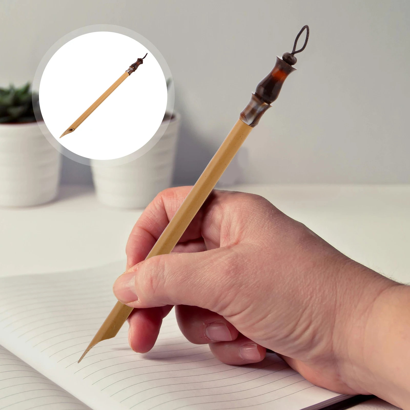 

Bamboo Pen Dipped in Water Calligraphy Nibs for Writing Ink Vintage Dipping Brush