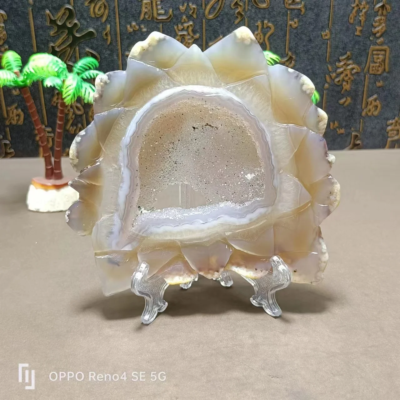 Natural Quartz Crystal, Agate Chip, Lotus Speculum, Ball Foundation, Home Decoration, Exquisite Gifts, Free Bracket