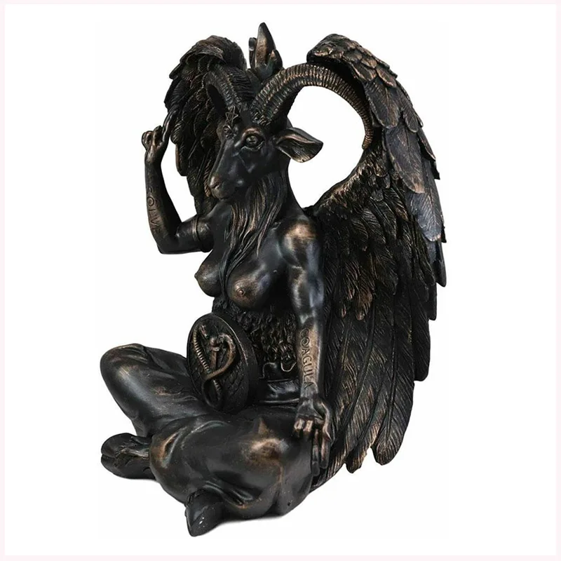 Satan devil dark gray meditation goat sculpture dragon boat storage home decoration ornament crafts