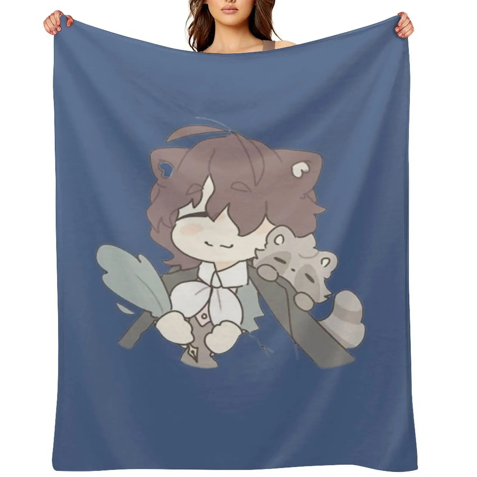 

Raccoon Poe Throw Blanket Picnic Warm Soft Big Soft Plaid Blankets