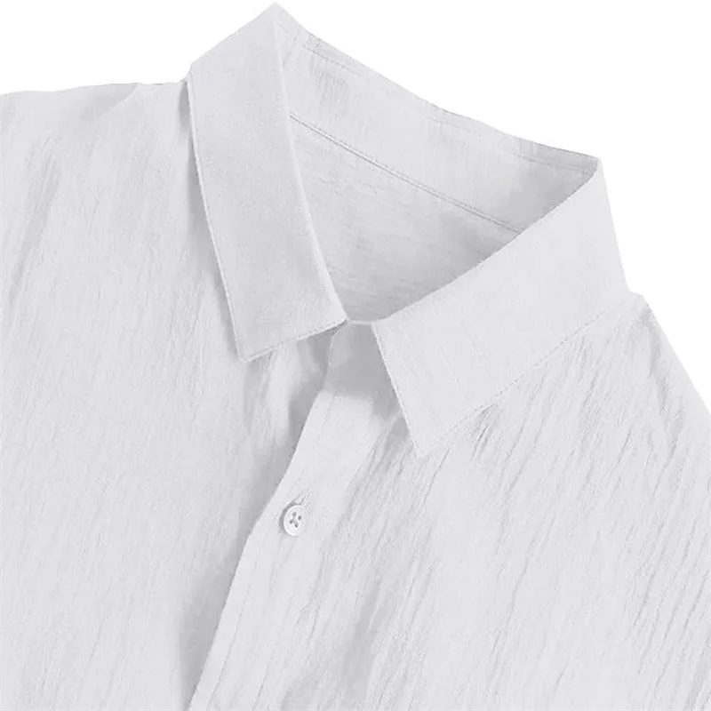 Heren Linnen Shirt Hoge Kwaliteit Lichtgewicht En Ademende Heren Button-Down Shirt Heren Katoenen Linnen Shirt 100% 2024 Effen Kleur