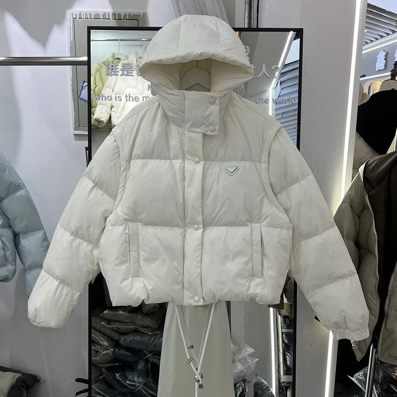 Autumn Winter 2023 New Down Jacket Women Hooded Thickened White Duck Down Fashion Clothing Long Sleeve Casual Warm Coat