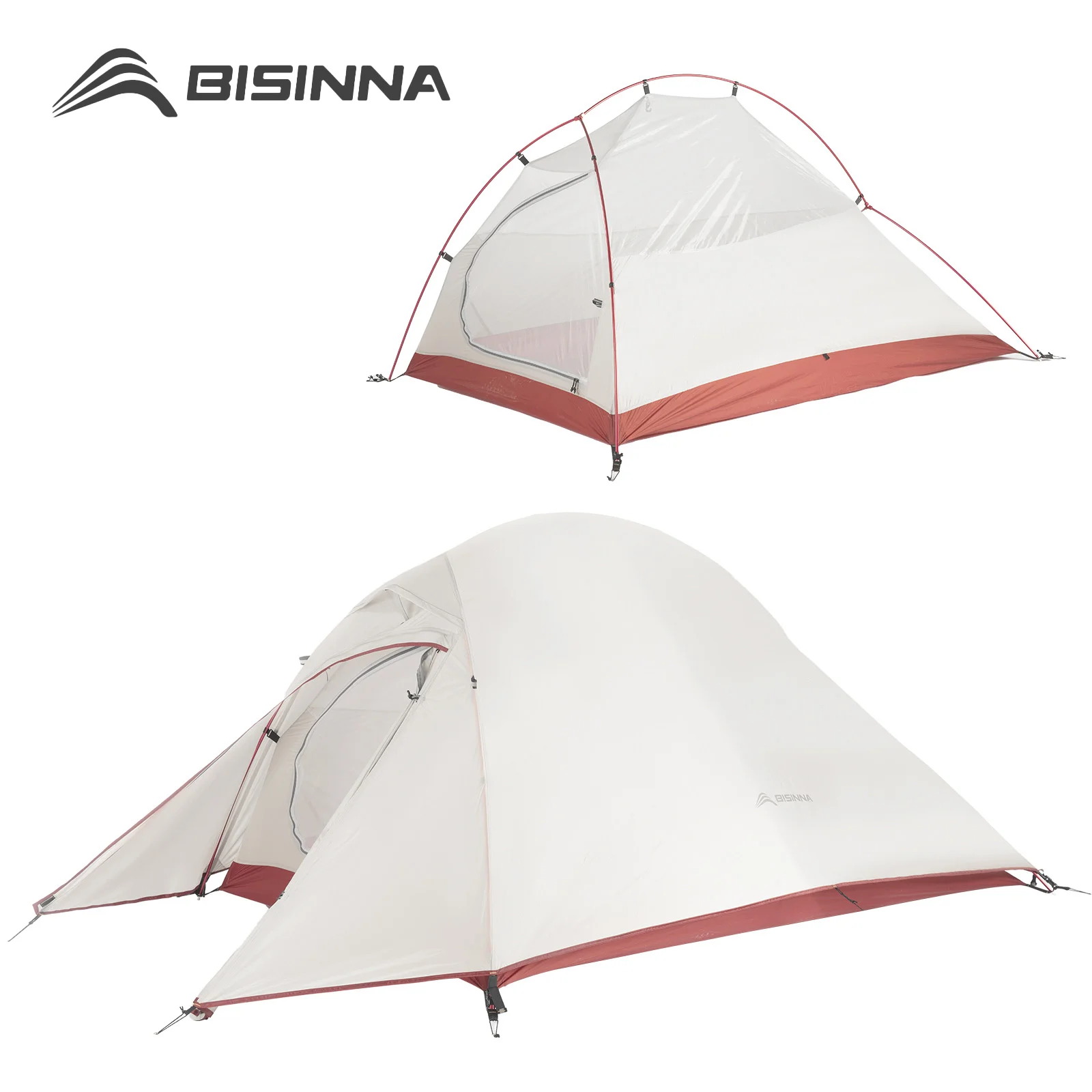 BISINNA Ultralight Camping Tent Backpack Tent 20D Nylon Waterproof Outdoor Hiking Travel Tent Cycling Tent 1-2 Person