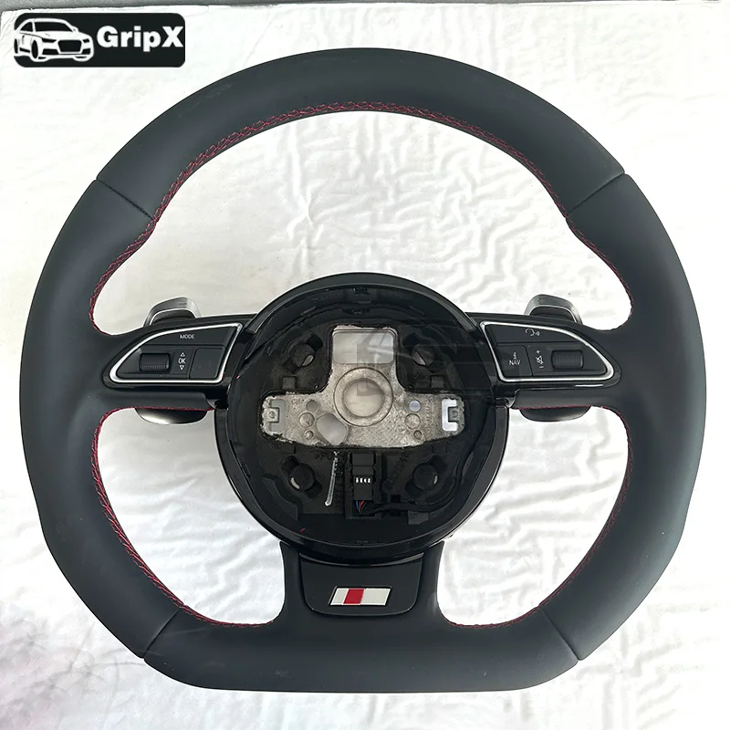 

Suitable for Audi S Logo A3 8V A4 B8 B9 leather perforated semi perforated customized steering wheel with various styles of padd