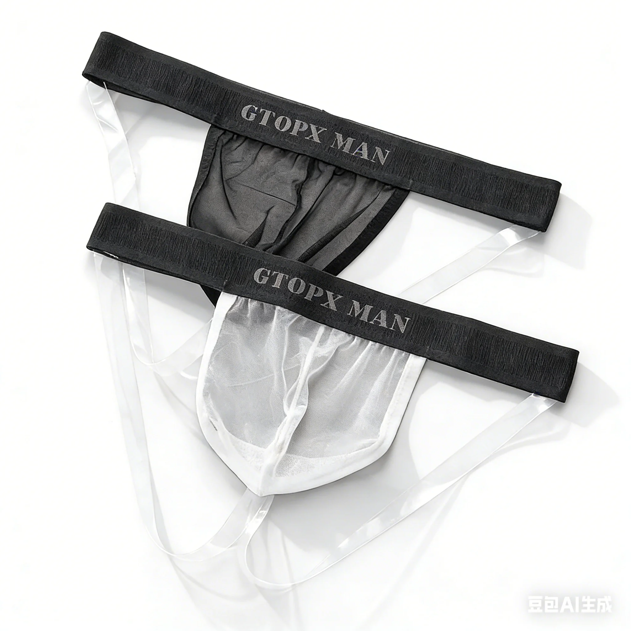 Men's Bulge Jocksrtap Ice Silk T-Back Thong Transparent Clear Strap Gays Sexy Double Strap Knicker Breathable Mesh Pouch Panties