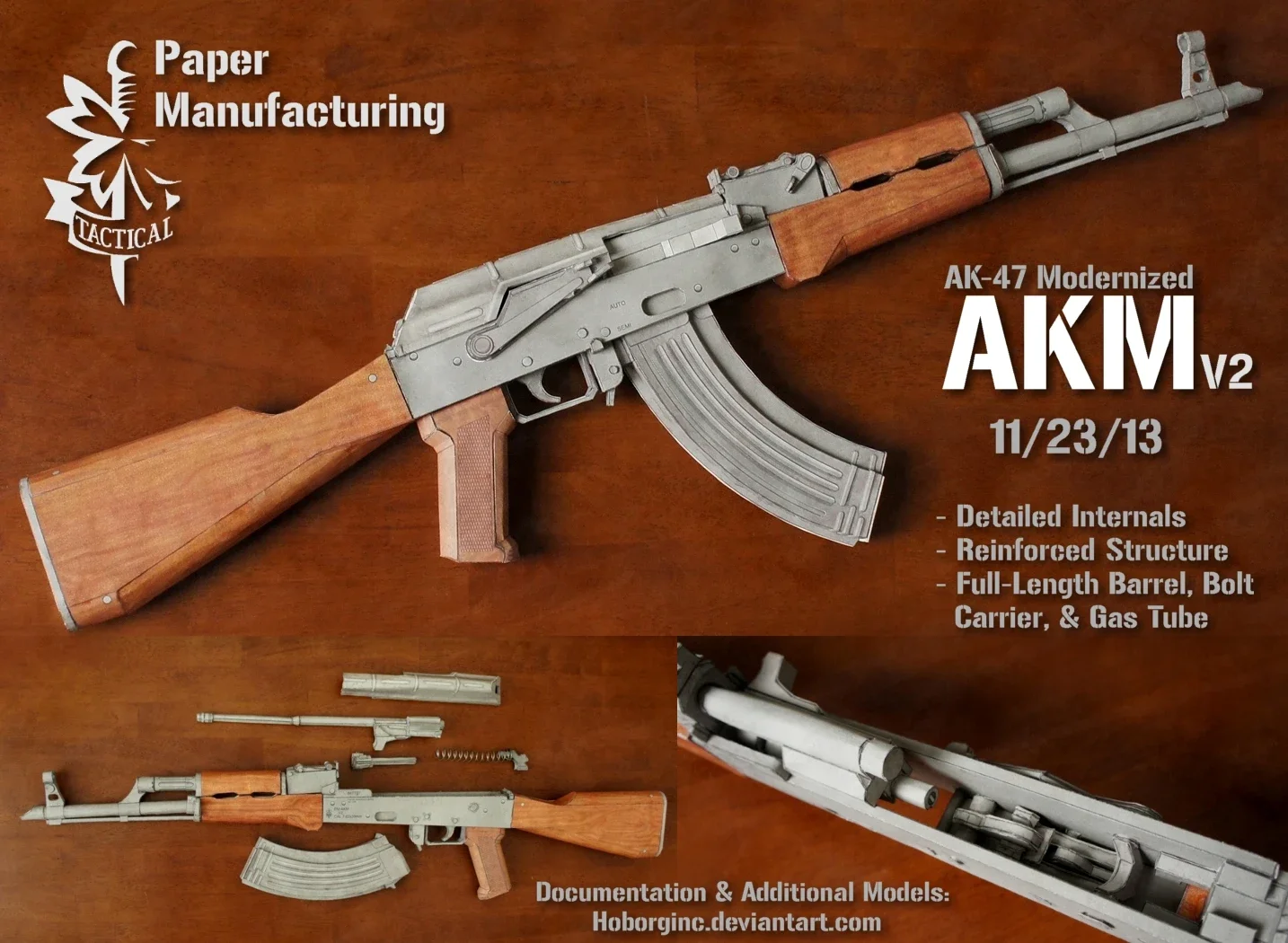 AKM Gun 3D กระดาษ DIY ปริศนาคู่มือ Papercrafts ของเล่น