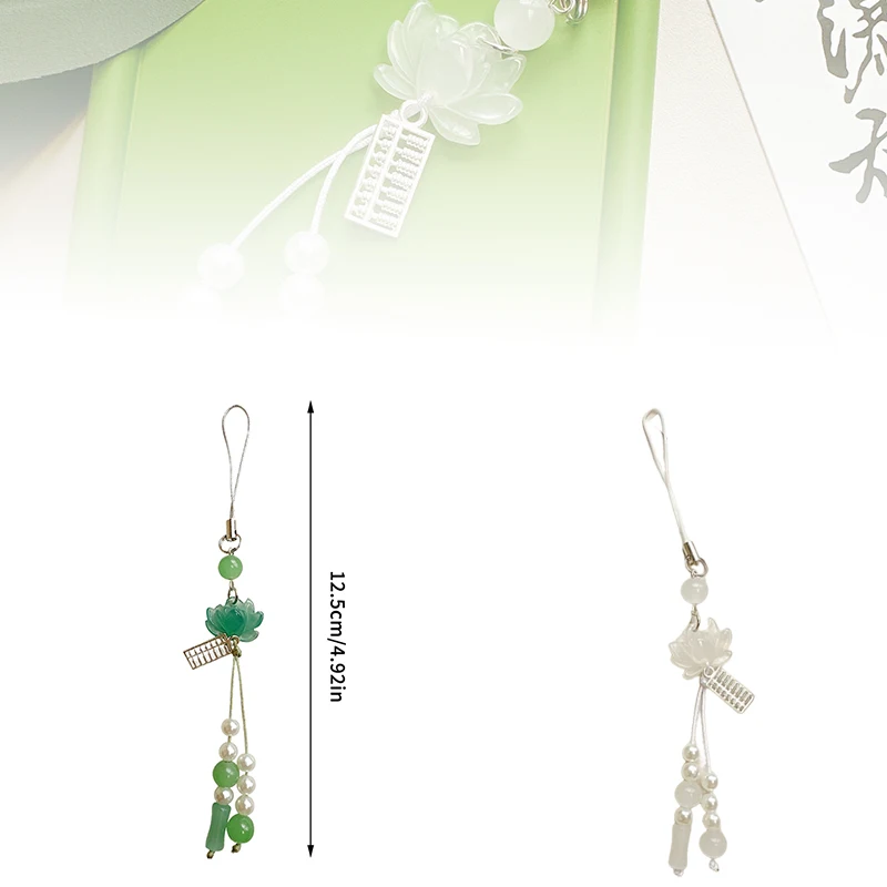 الاستخدام اليومي رائعة سلسلة الهاتف الديكور زهرة اللوتس قلادة كيرينغ اليدوية مطرز ملحقات الهاتف المحمول #6