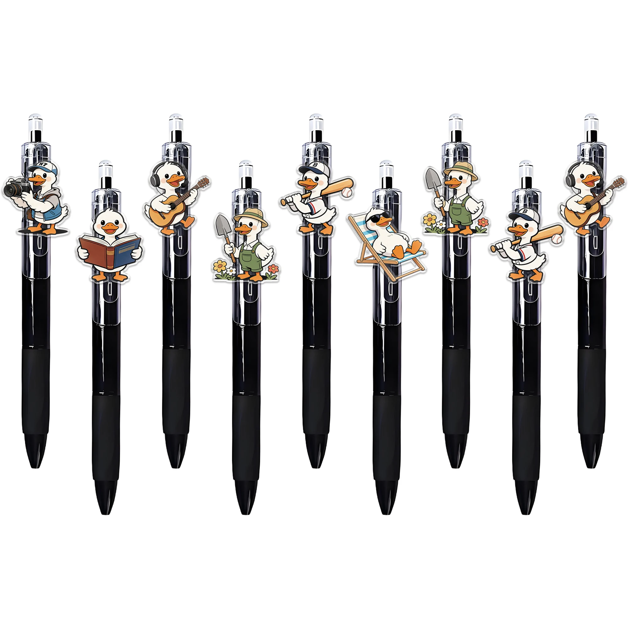 9PCS outdoor leisure duck shape ballpoint pen random pattern