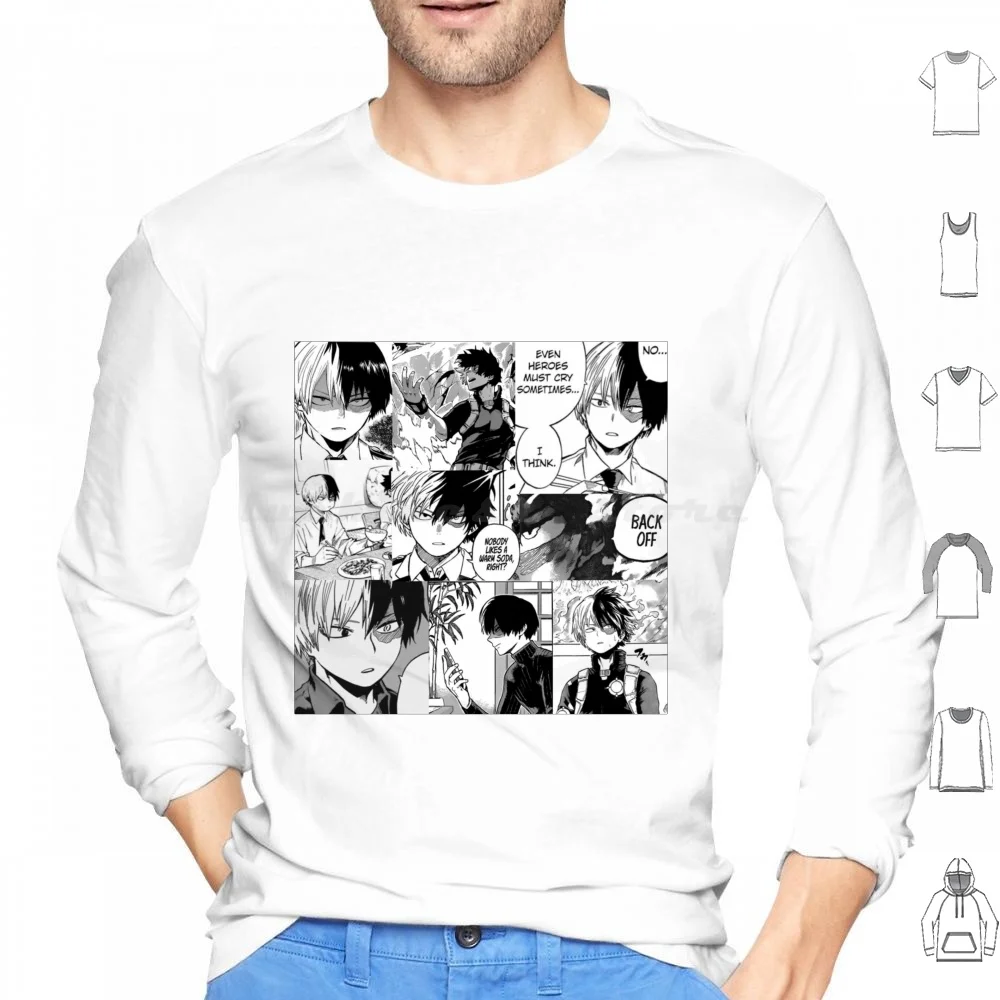 

Shoto Todoroki Manga Panel Hoodie Cotton Long Sleeve Shoto Todoroki Bnha Mha Bha Anime Anime Series Manga