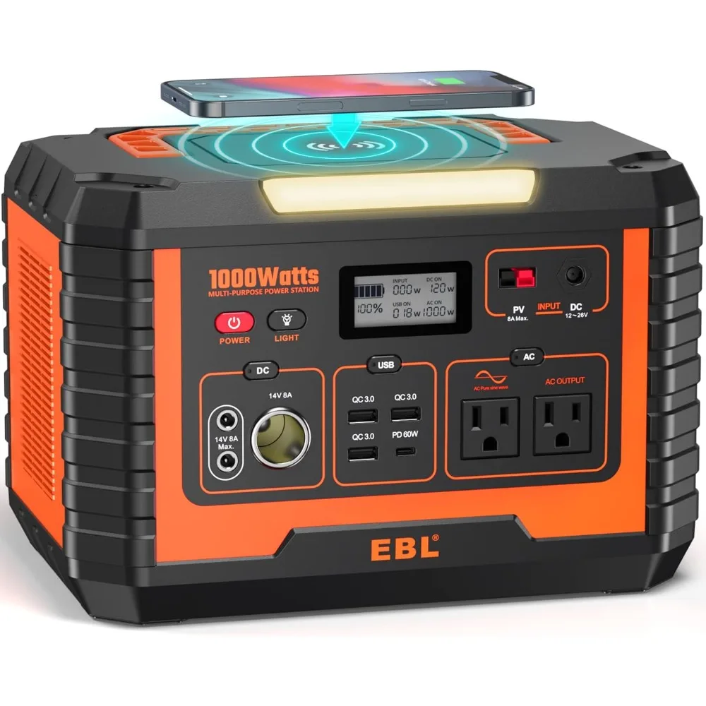 

Portable Power Station Voyager 1000, 110V/1000W Solar Generator(Surge 2000W),999Wh/270000mAh High Lithium Battery Home Emergency