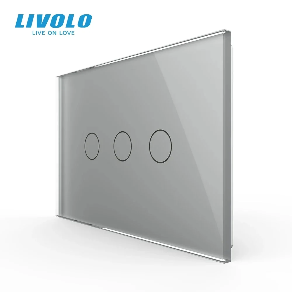 LIVOLO US/AU Standard C9 Wall Touch Screen Panel Switch,3 Gang 1 Way Crystal Glass,AC110-220V,Backlight Dispaly, Sensor Control