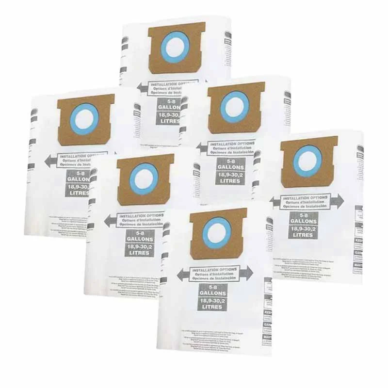 AB43-6 PCS Staubbeutel für Shop Vac 5-8 Gallonen weiß einlagiges Staubsaugerzubehör