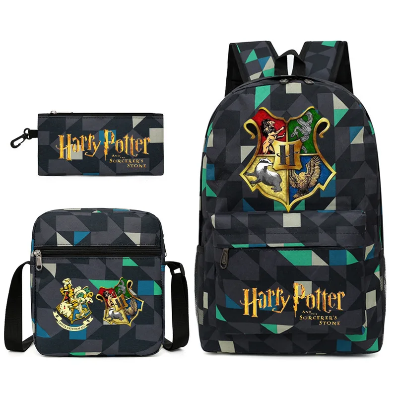 3 Pcs/Set Hogwarts Badge School Backpacks Anime Harry Potter School Bags Portable Laptop Bags Large Capacity Travel Bags Gifts