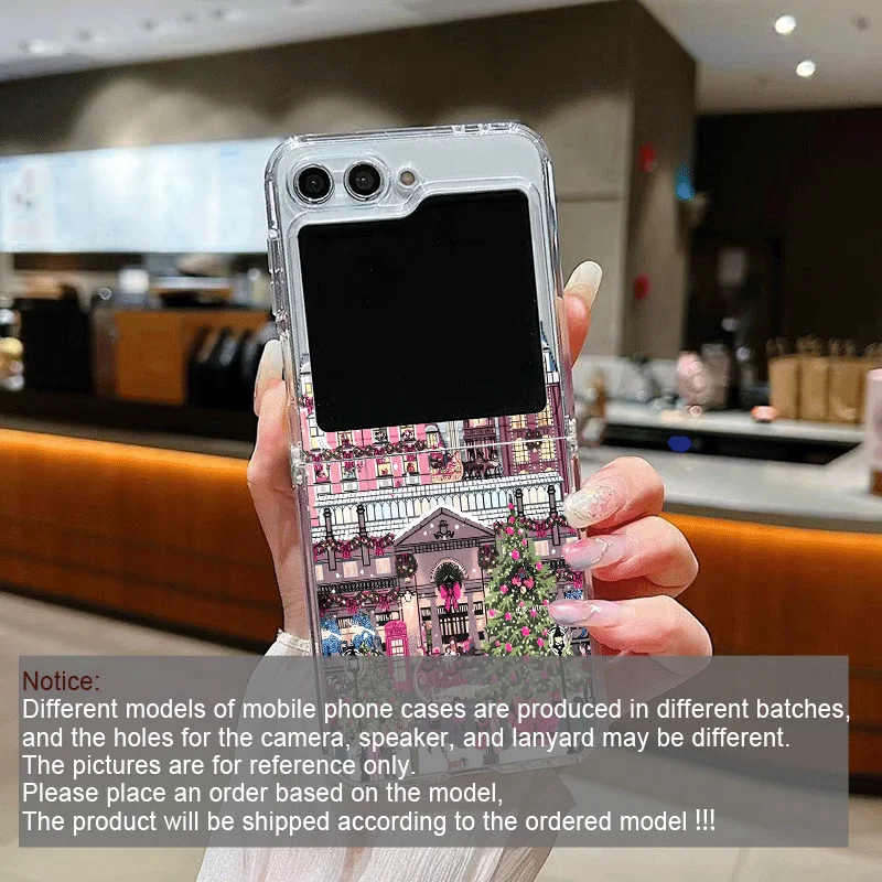 Rural Building Snow Scenery Christmas Clear Phone Case for Samsung Galaxy Z Flip 7 Flip 6 5 4 3 Folding Cover for Z Flip7 Flip 5 view 2
