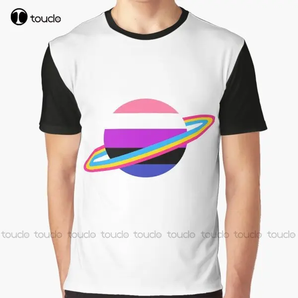 Pansexual/Genderfluid Pride Planet Graphic T-Shirt Custom Aldult Teen Unisex Digital Printing Tee Shirts Christmas Gift Xs-5Xl