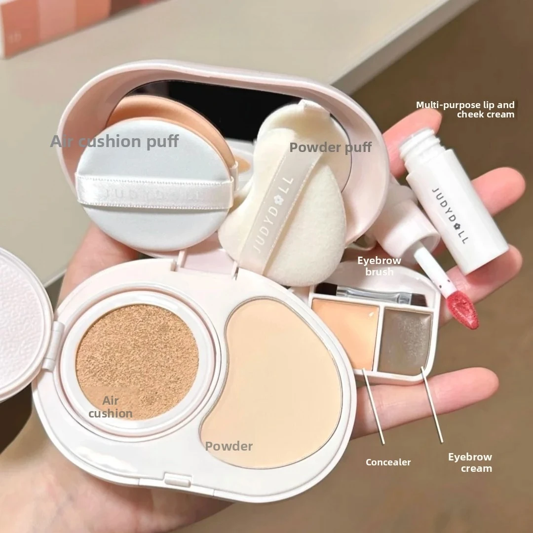 JUDYDOLL Lipstcik Blush High Concealer Cuscino d'aria Pressato in polvere Sopracciglio Kit completo per trucco viso portatile
