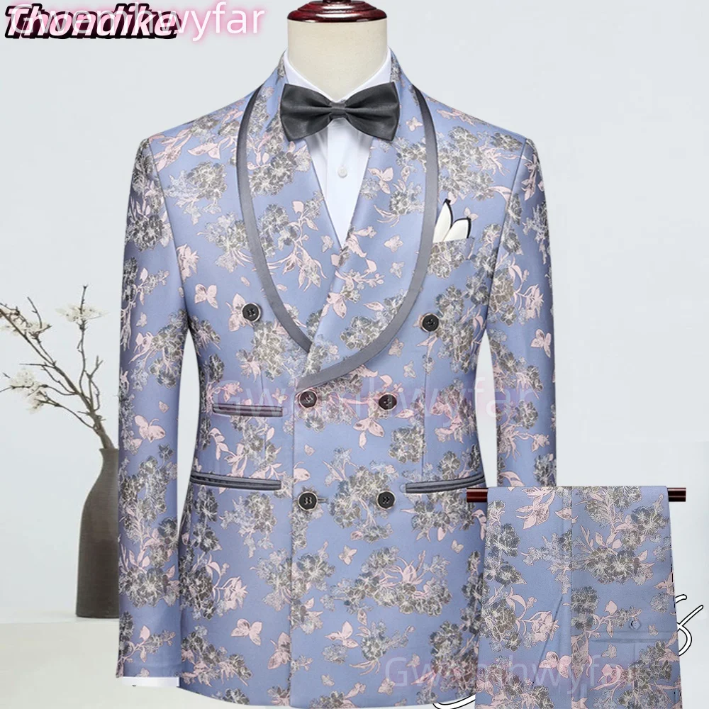 

Gwenhwyfar Latest Coat Pants Vest Design Men Smoking Blazer Double Breasted Suit Jacket Evening Party Customized Wedding Tuxedos