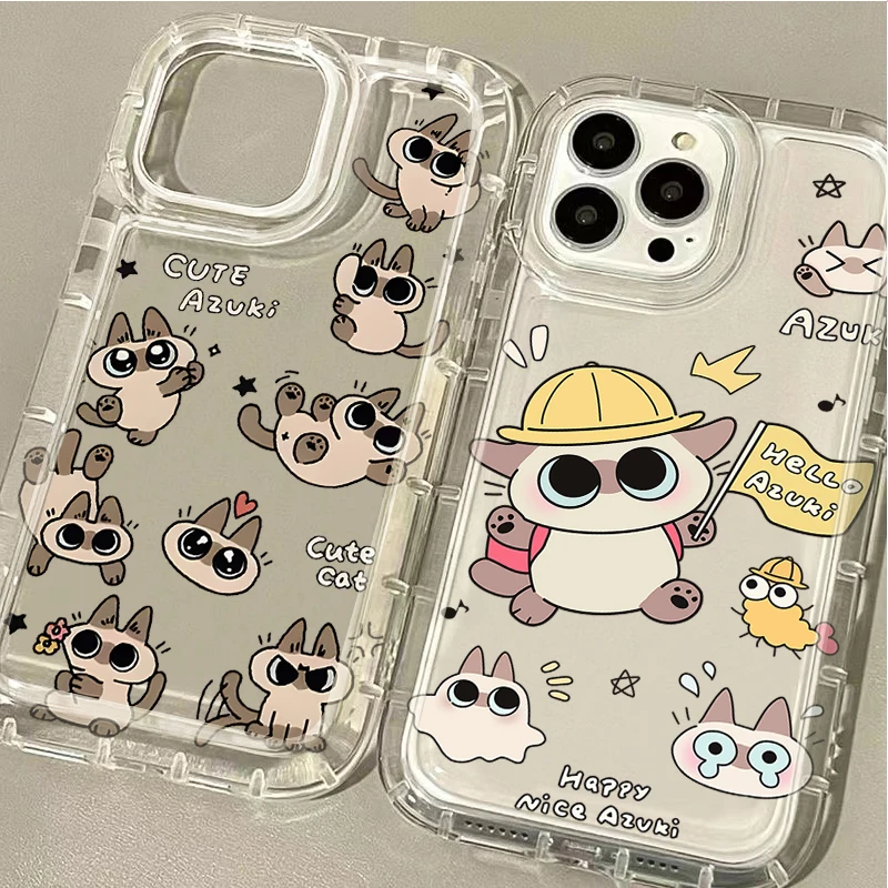 حافظة شفافة لهاتف سامسونج جالاكسي A15 A55 A05 A05S A14 A24 A13 A23 A73 A12 A22 A32 A52 A52S A72 A31 A51 A71 قطة سيامية جميلة لطيفة #1