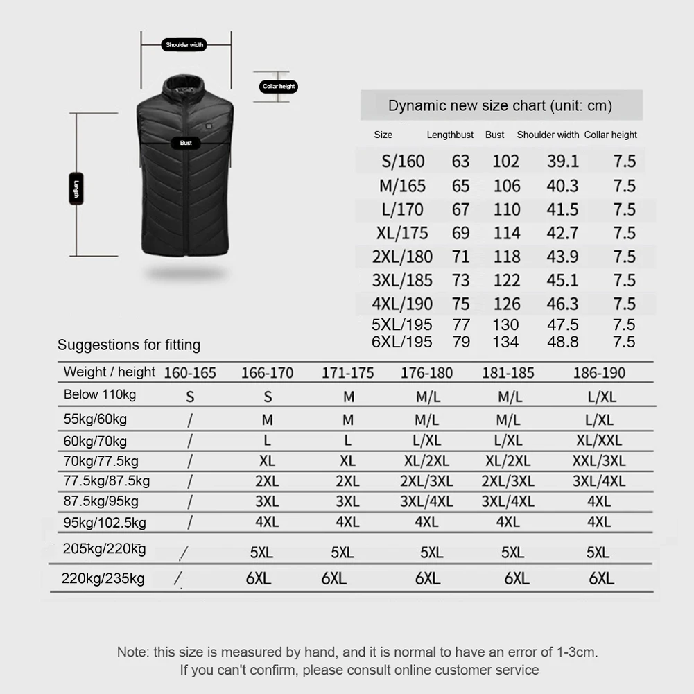 9-gebieden verwarmd vest heren dames USB elektrisch zelfverwarmend vest Verwarmingsvest Verwarmde jas Wasbare thermisch verwarmde kleding