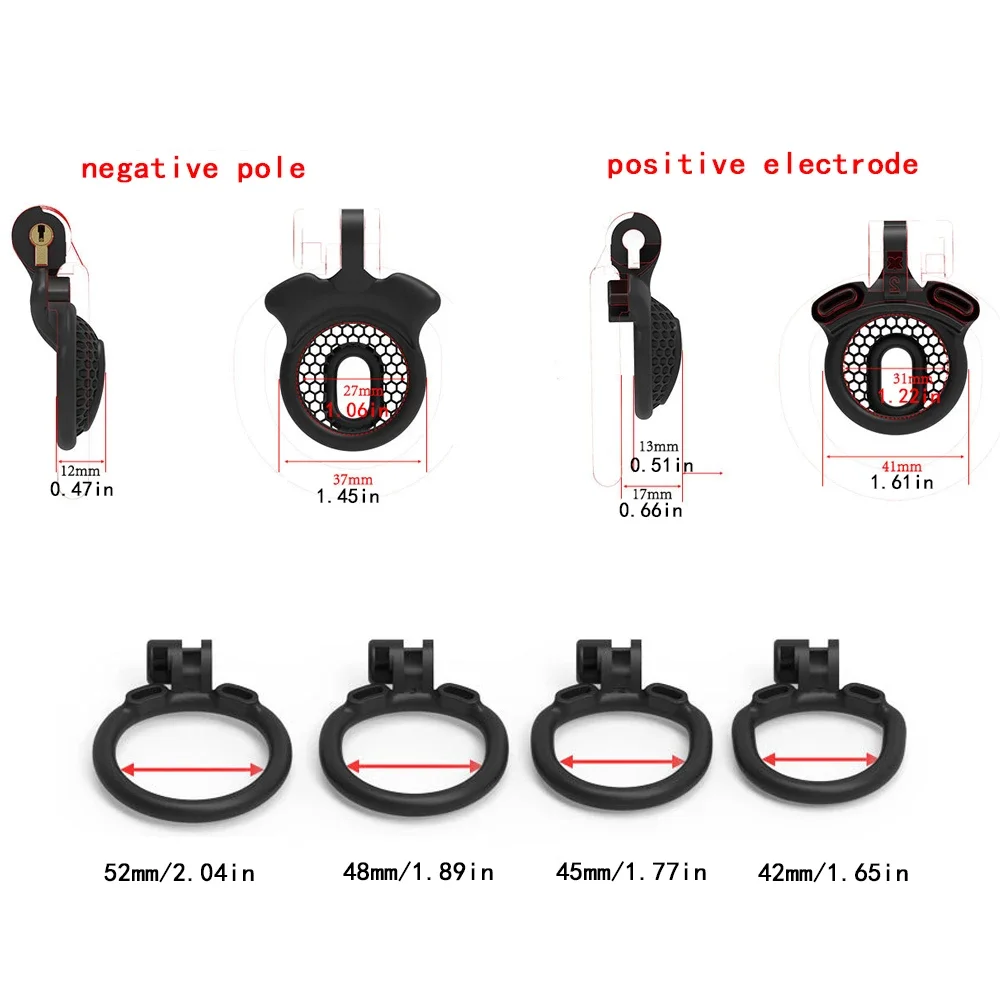 Gabbia di castità per alveare positiva e negativa maschile Gabbia per gallo leggera e traspirante con tre anelli per pene Accessori per orinatoi 