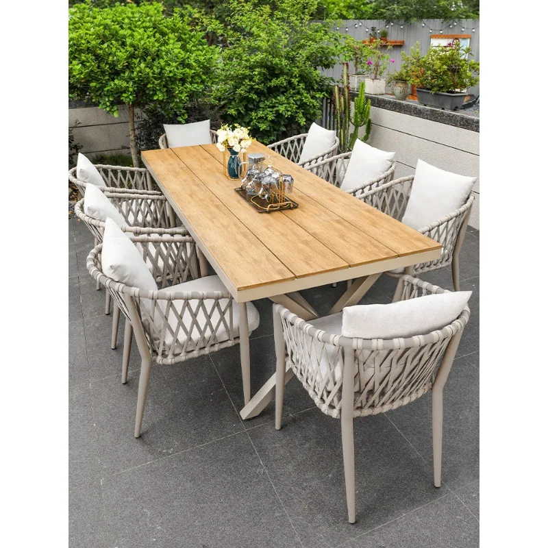 

Nordic outdoor tables and chairs courtyard outdoor leisure rattan chair combination villa garden terrace braided rattan