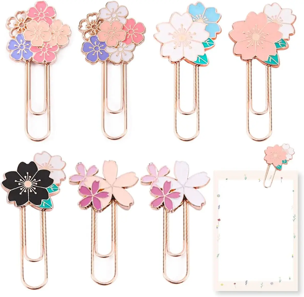 

7 Pcs Cherry Paper Clips, Large Metal Paperclips, Cute Bookmark, Colorful Office Supplies for Teacher & Students, Desk Accessories