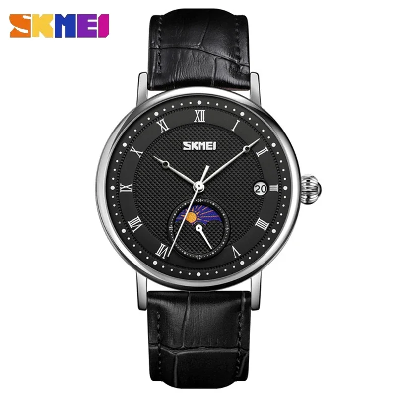 SKMEI 9308 Men Quartz Watch Hour Markers Sun Moon Stars Date Calendar Waterproof Men's Wrist Watches Male Clock reloj hombre2061