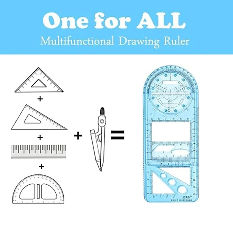Multifunctional Geometric Rulers Drawing Tools, Creative Arting Craft Draft Template Drawing Measuring Tool for Kids Students O