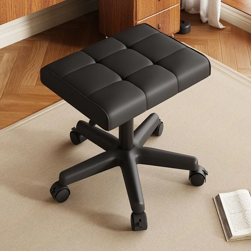 Rotating Lift Salon Stool Thick Sponge Cushion PU Leather Home Office Footrest Stool for Beauty Nail Salon
