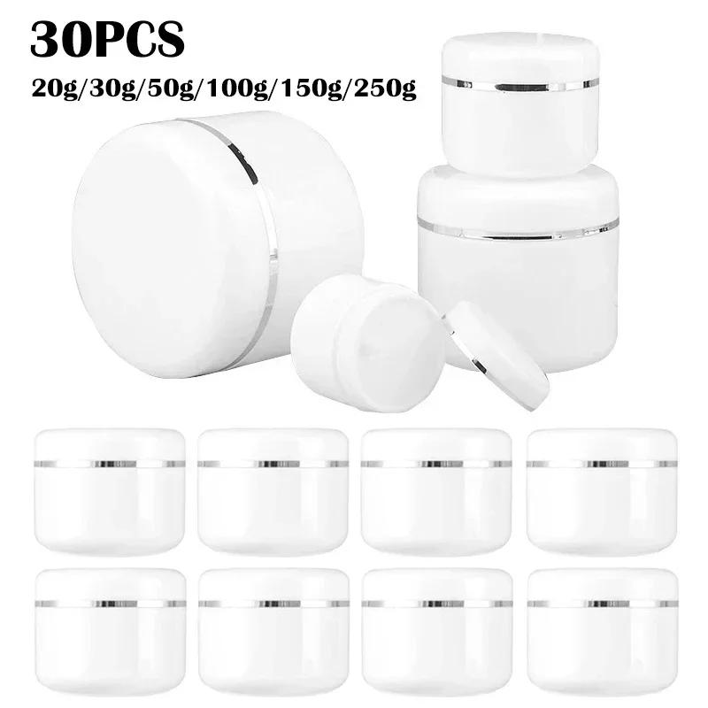 30 ชิ้น 20 กรัม/30 กรัม/50 กรัม/100 กรัม/150 กรัม/250 กรัม Travel Face ครีมเติมขวดโลชั่นตัวอย่างคอนเทนเนอร์เครื่องสําอางครีมหม้อแต่งหน้า Jar
