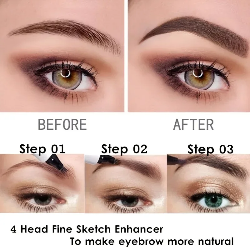 Crayon à sourcils à quatre branches, brosse à sourcils, liquide fendu, imperméable, longue durée, rehausseur de sourcils, ombre à sourcils, 5 couleurs