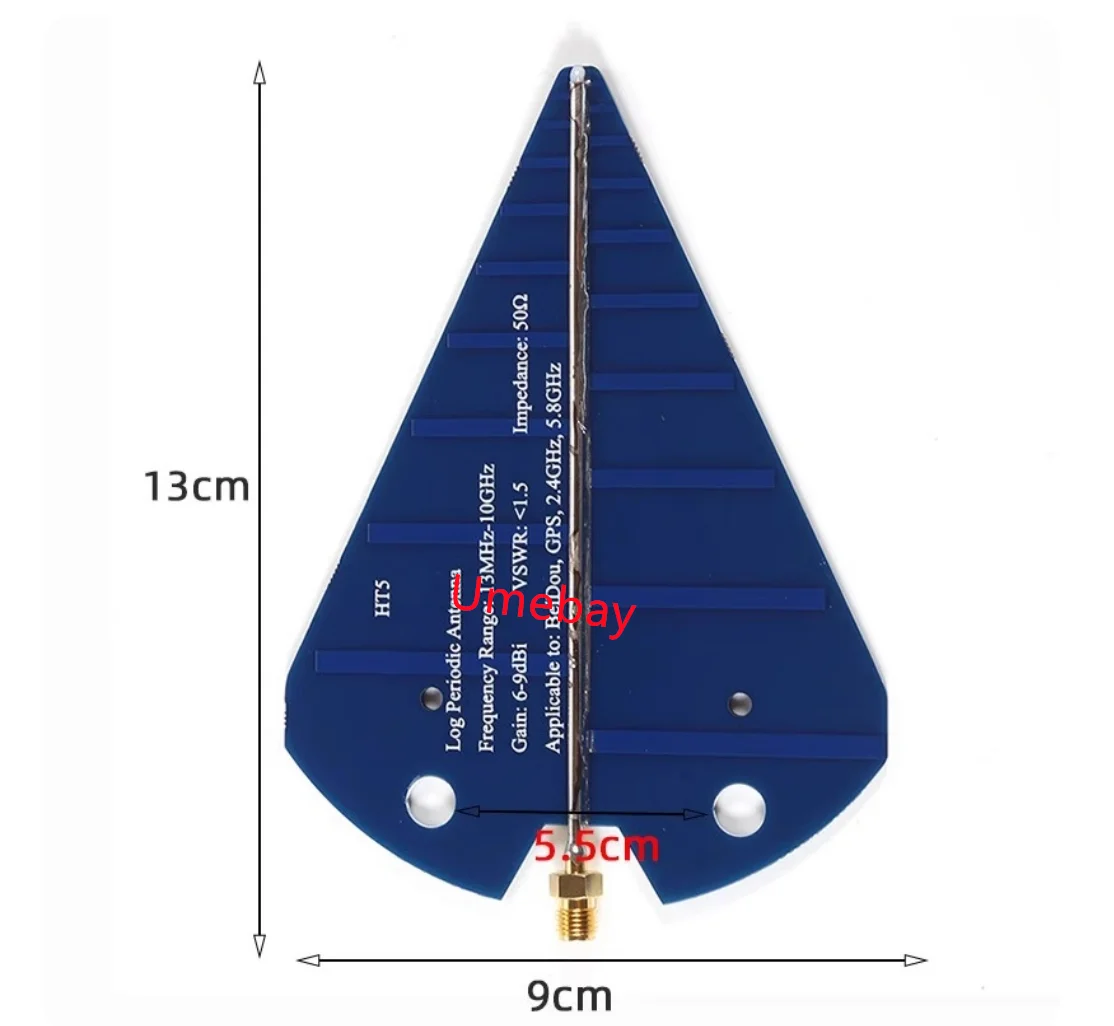 1 piece, HT5 logarithmic periodic antenna 13M-10GHz full band high gain directional receiving antenna UWB signal enhancement