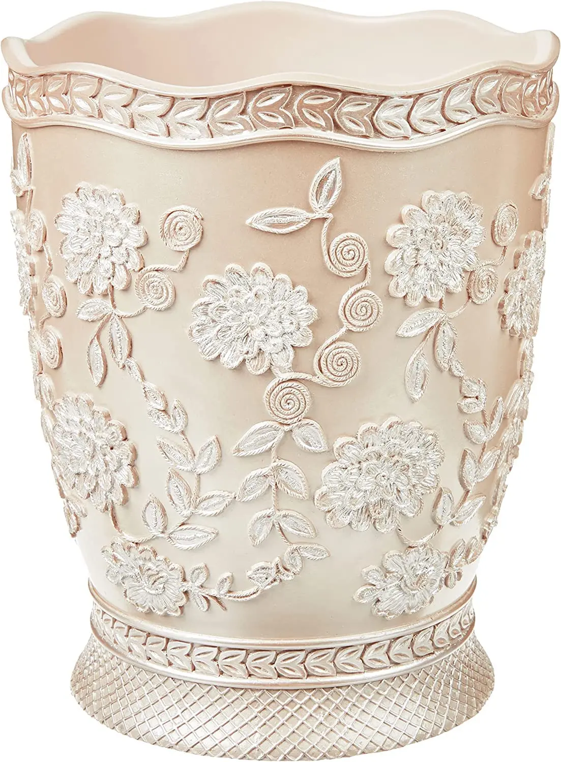 

Стильная маленькая мусорная корзина для ванной, офиса и спальни - компактный контейнер для отходов объемом 2,1 галлона с дизайном в виде розовой лозы