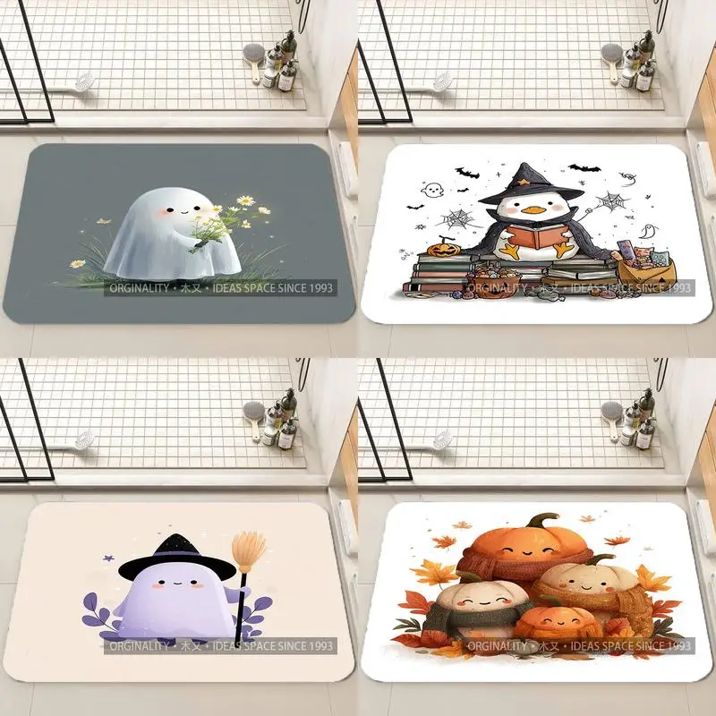 

Cute Ghost with Flowers Living Room Decoration Home Sofa Non-Slip Carpet Study Bedroom Tatami Children'S Soft Floor Mat