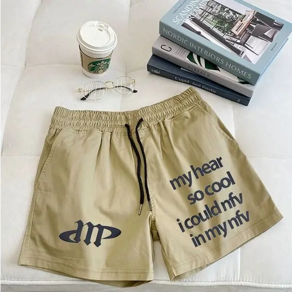 

Foufurieux Summer Shorts for Men Streetwear Trend Loose Drawstring Letter Casual Pants Outerwear Beach Shorts Men Clothing