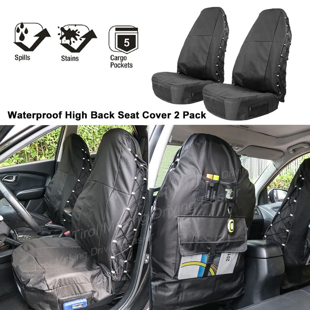 Universal Car Front Seat Cover Waterproof Polyester Seat Protectors Nonslip Backing Dustproof Cover Organizer for Cars for TIROL