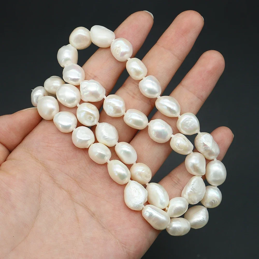 Vintage Natural Freshwater Pearl Necklace Straight Holes Double-Sided Luster High-end Jewelry Ideal Gift for Mothers Elders