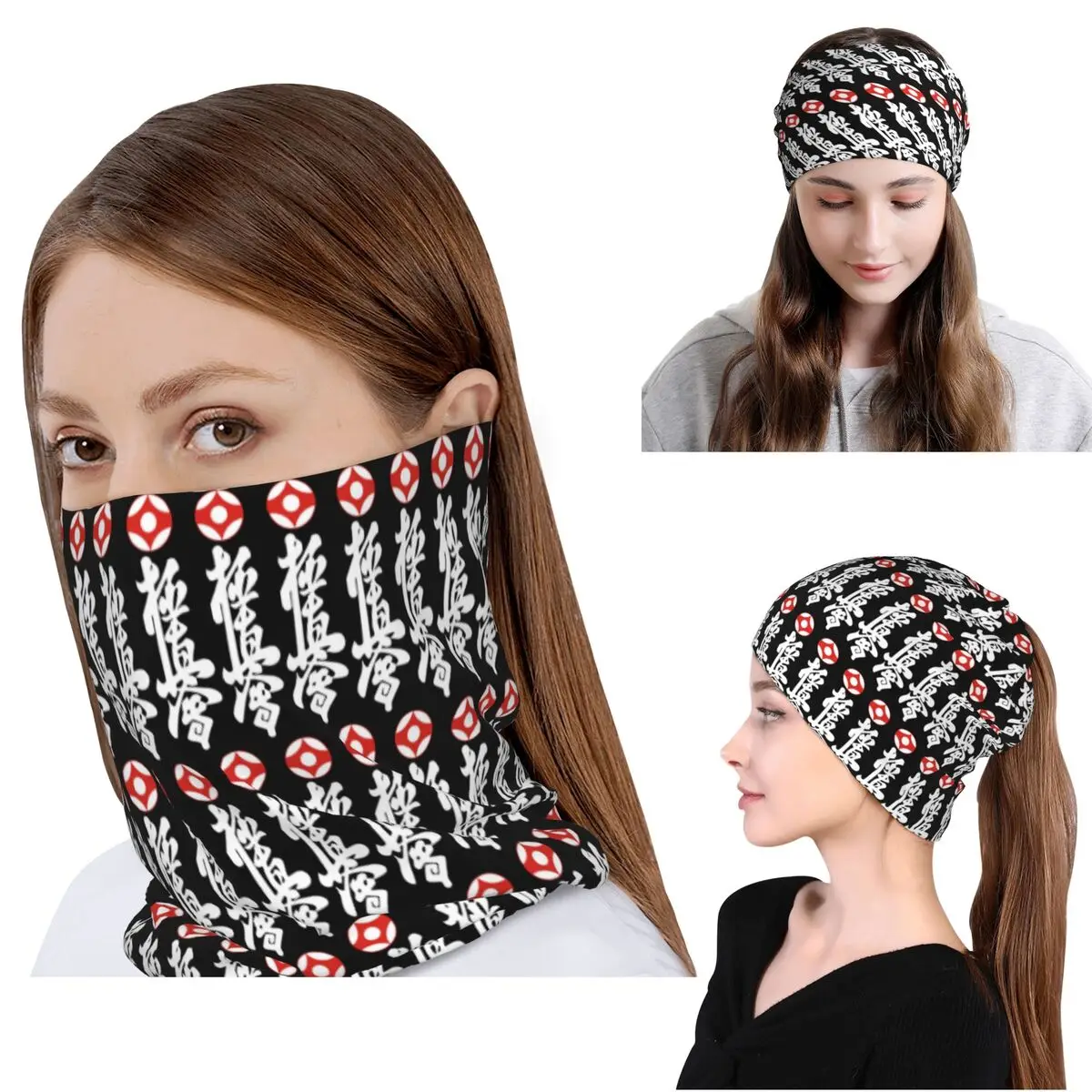 

Kyokushin Karate Kanji Taijutsu Bandana Neck Gaiter Wrap Scarf Multifunction Balaclava Beanies Hat Unisex Adult Winter