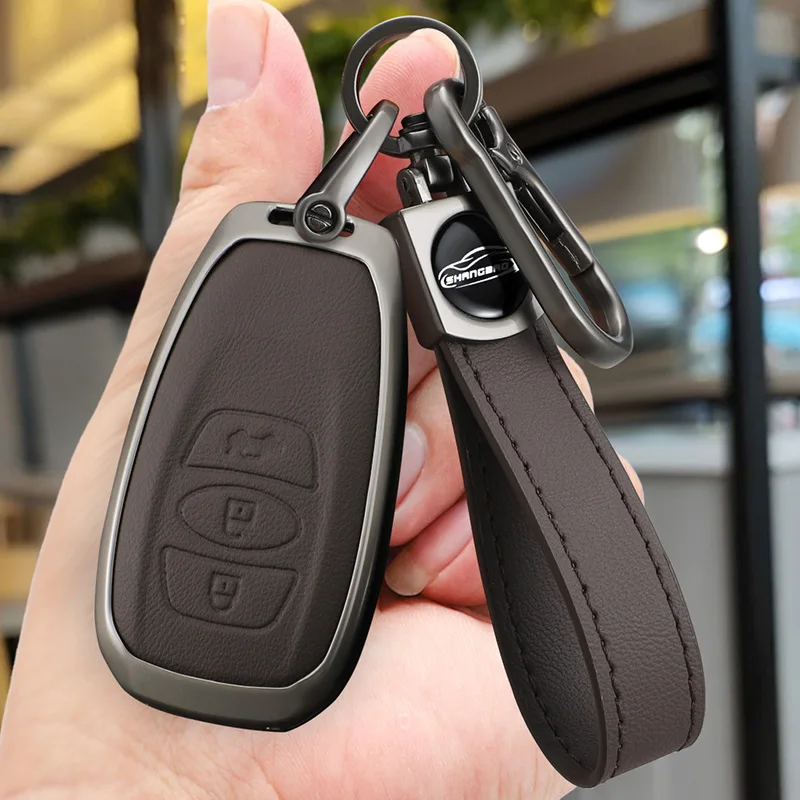 Car Zinc Alloy Leather Keyless Key Cases Holder Cover Bag For Subaru XV BRZ Forester Legacy Outback Auto Interior Accessories view 5