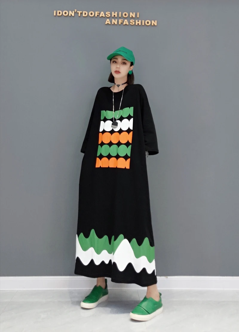 Vestido holgado informal de manga larga para mujer, ropa coreana para primavera y otoño, D1890, 2022