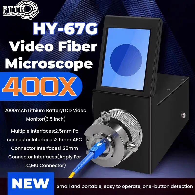 

HY-67 Mini Video Optical Fiber Microscope Rechargeable Long Standby Mode 400X Micro Video Fiber End Face Detector 2000mAh