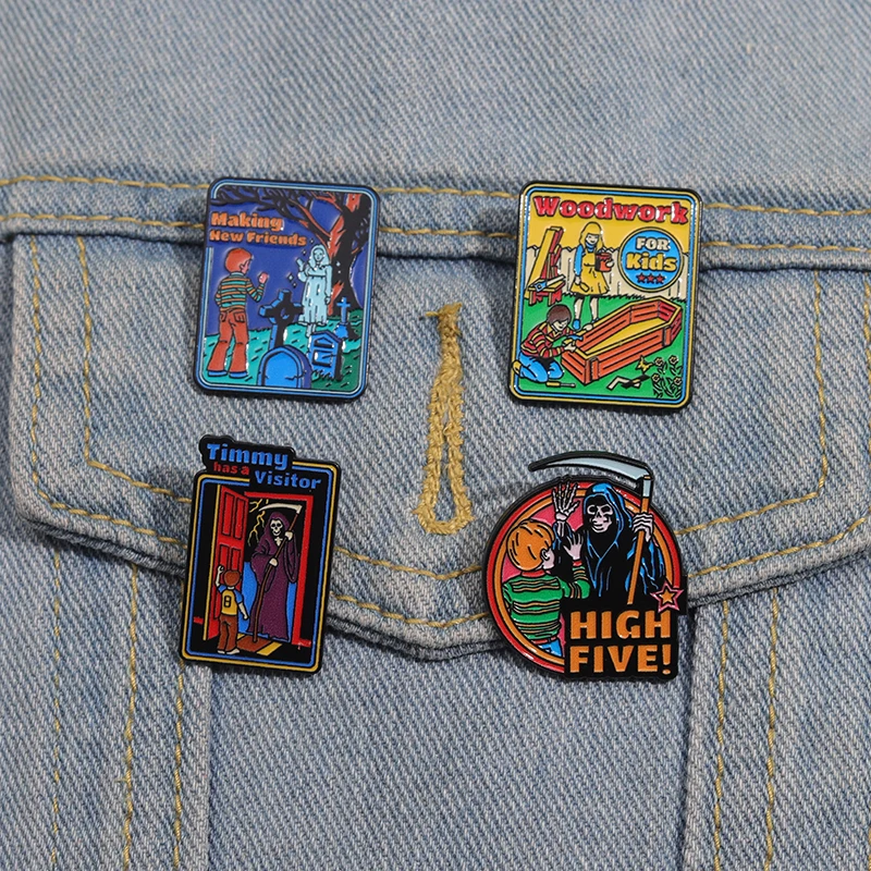 Horror Cartoon Flim TV Character Enamel Pins Halloween Backpack Clothes Brooches Decorative Jewelry Accessories Lapel Badge Gift