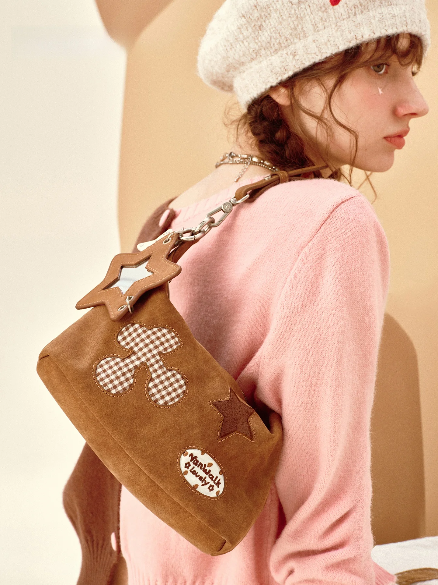 VANWALK  Light Cloud Hobo Underarm Bag for Girls Fashionable Trendy Polyester Inner Structure Zipper Closure
