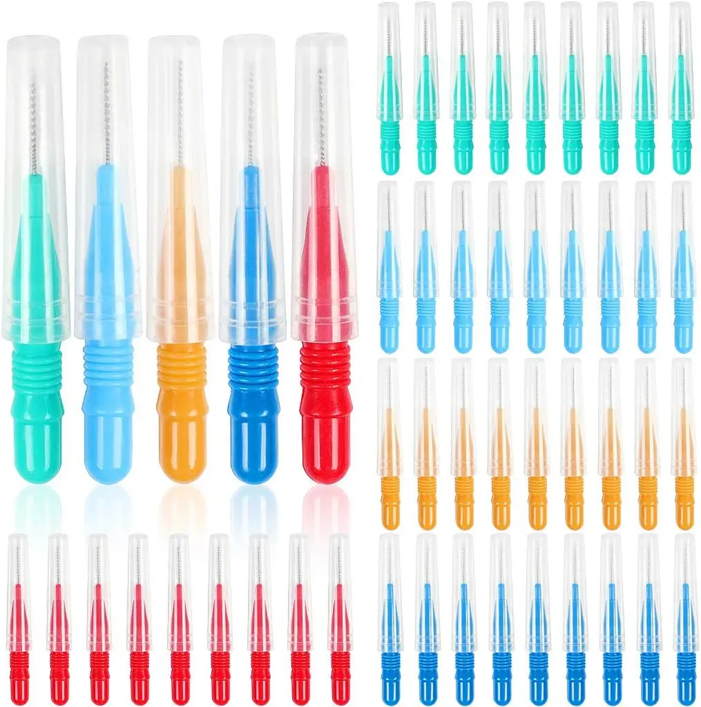 

50 PCS Interdental Brush,Toothpicks Tooth Flossing Head Oral Hygiene Brush,Teeth Cleaner Dental Floss Stick Tooth Cleaning Tool