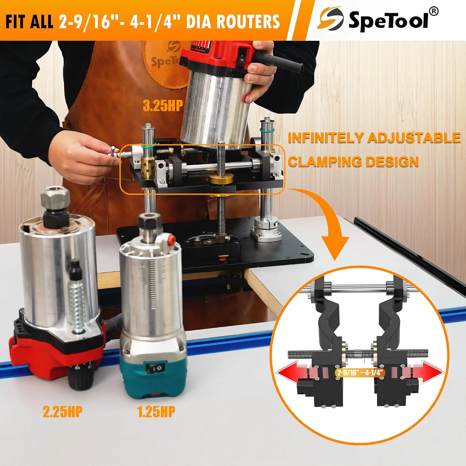 Router Lift System – Heavy-Duty Aluminum Router Lift Kit for Woodworking, Router Table Lift with Insert Plate 9-1/4