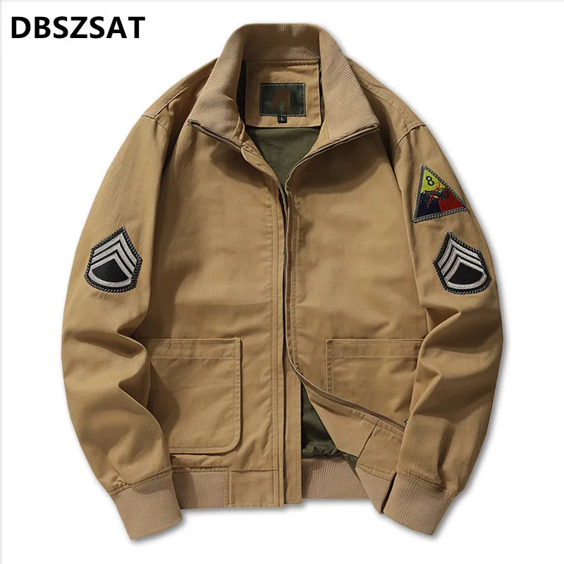 2025 Men's Spring  Jacket Autumn Cotton Pilot Coat Army Male Bomber Cargo Jackets Flight Winter Outwear Coats Plus Size 6XL