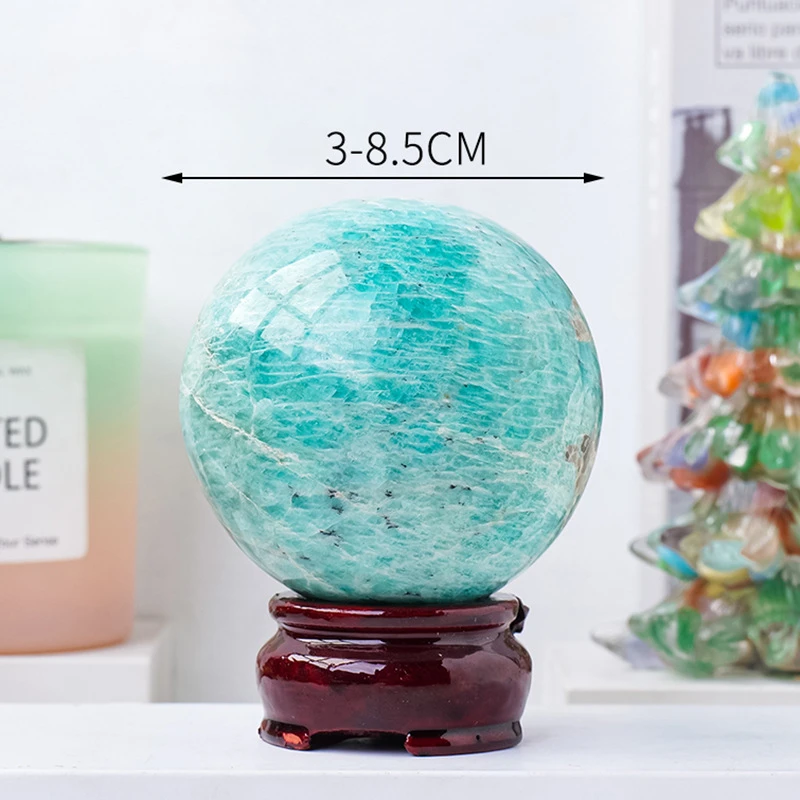 1PC Natural Amazoni Crystal Sphere - Reiki Healing Energy Stone For Home Decoration Feng Shui Meditation Spiritual Ornament Gift